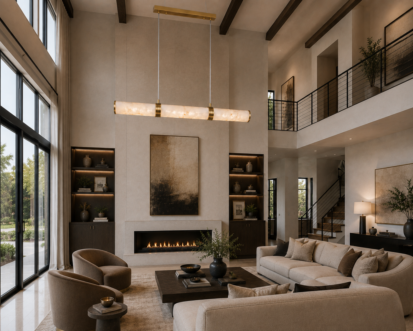 Orsena Alabaster Linear Pendant Light