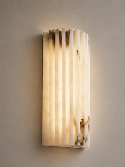 Aplique de pared de alabastro natural – Lámpara de pared estriada de piedra de lujo moderno