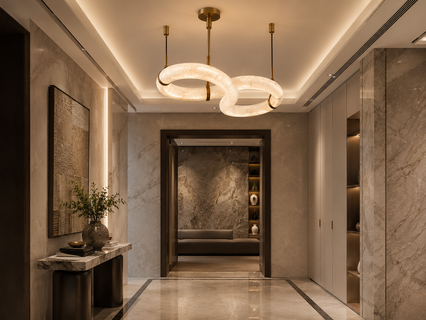 Infinity Alabaster Ring Chandelier