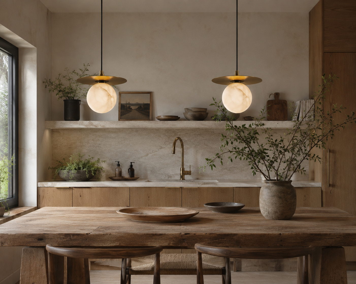 Luna Alabaster Globe Pendant Light