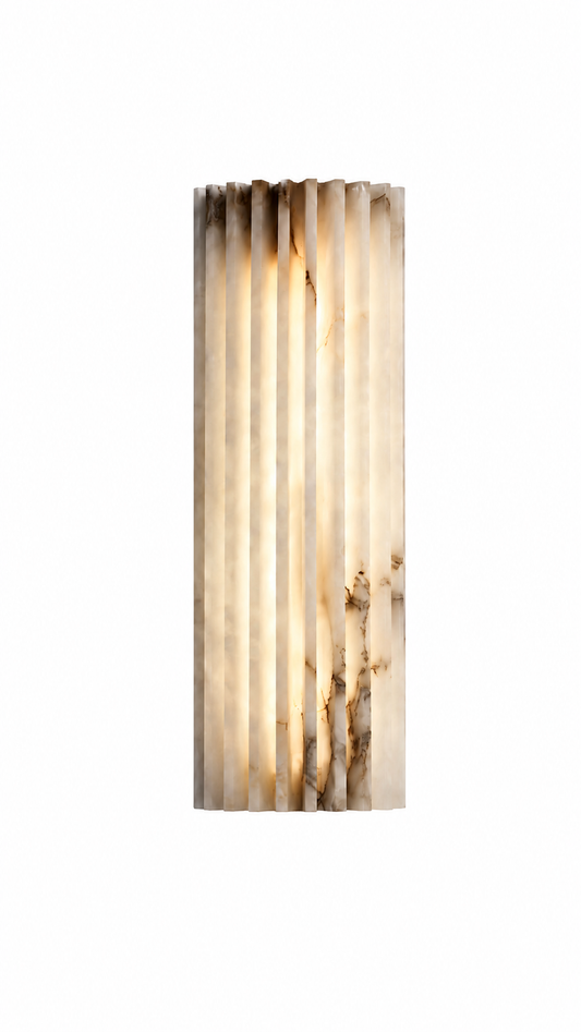 Aplique de pared de alabastro natural – Lámpara de pared estriada de piedra de lujo moderno