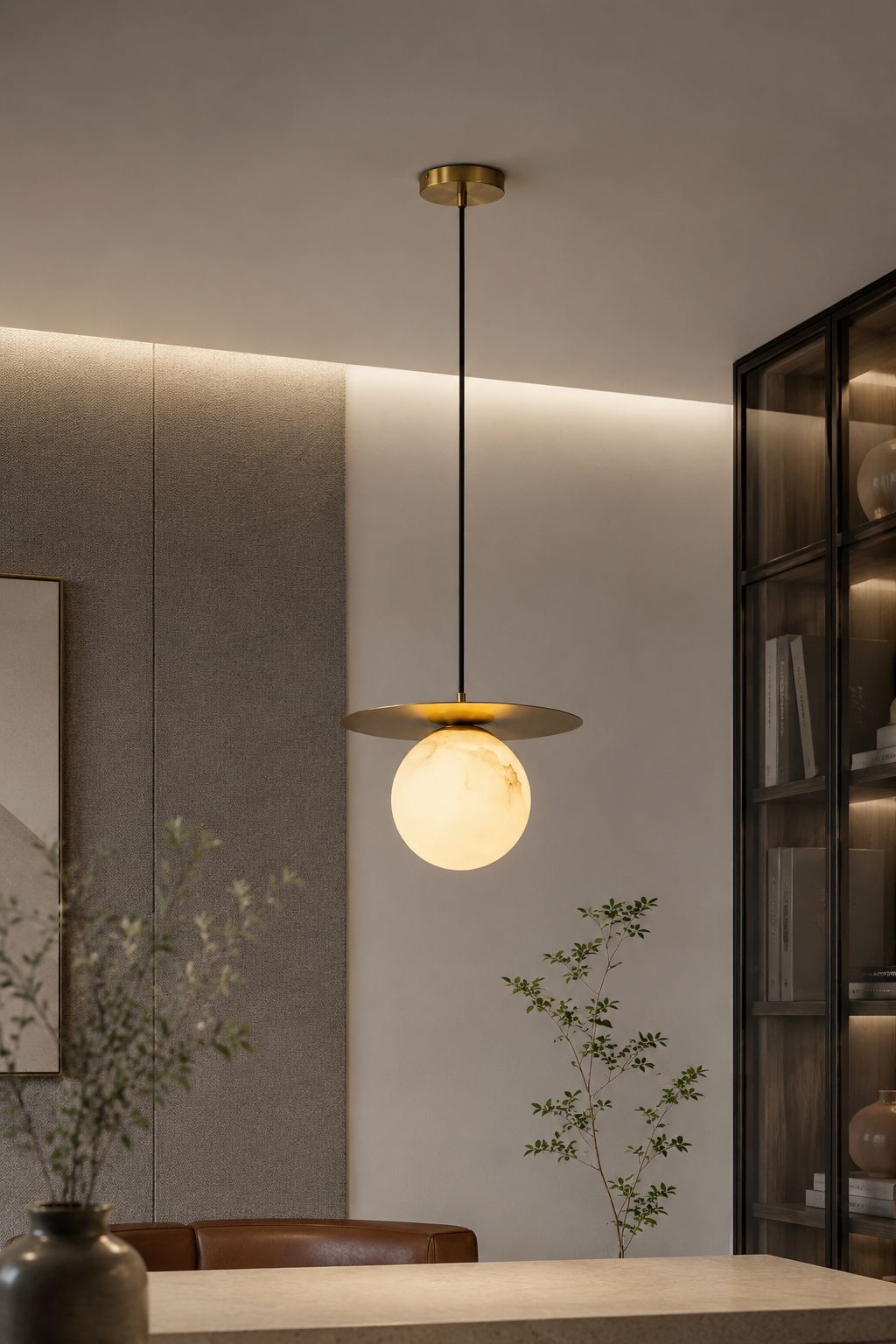Luna Alabaster Globe Pendant Light